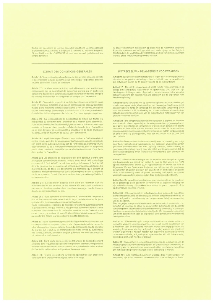 Delivery note LTA - French/Dutch - 2000 pcs