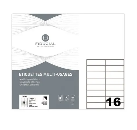 100 Planches 16 étiquettes à coins carrés - 105 x 37 mm