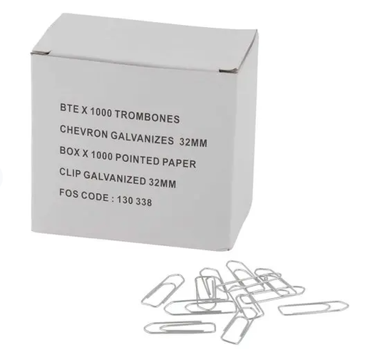 1000 Trombones acier galvanisé 32 mm