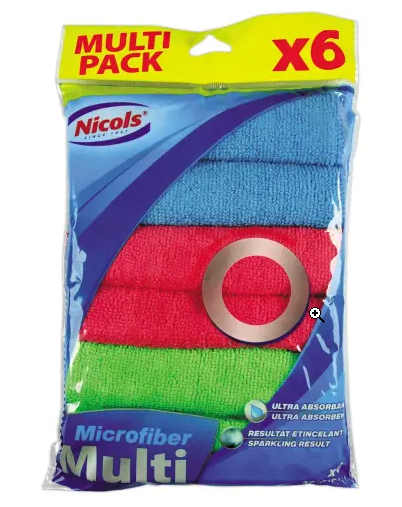 Sachet de 6 lavettes multiusages microfibres