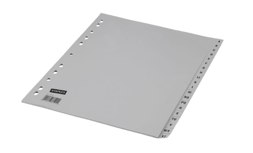 Intercalaires en plastique gris 11 anneaux - A4 - A-Z