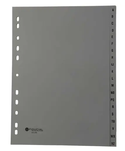 Jeu d'intercalaires alphabétiques - polypropylène - 20 touches - gris