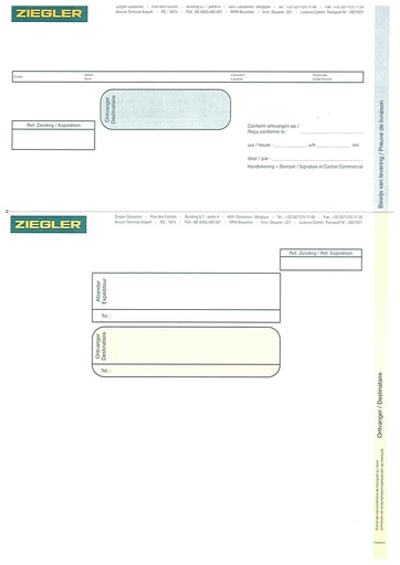 Lettre de voiture Ziegler (2000 pcs)
